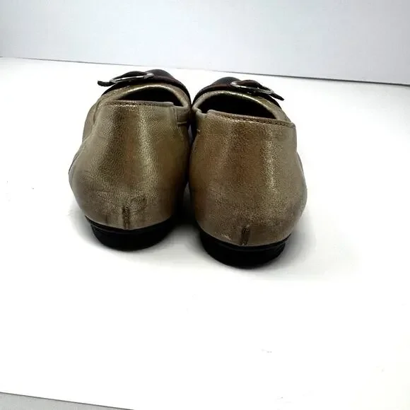 AGL Cap Toe Champagne Gold and Black Ballet Flats in Size‎ 7.5 - Picture 3 of 7